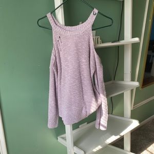 Lilac Open Shoulder Sweater